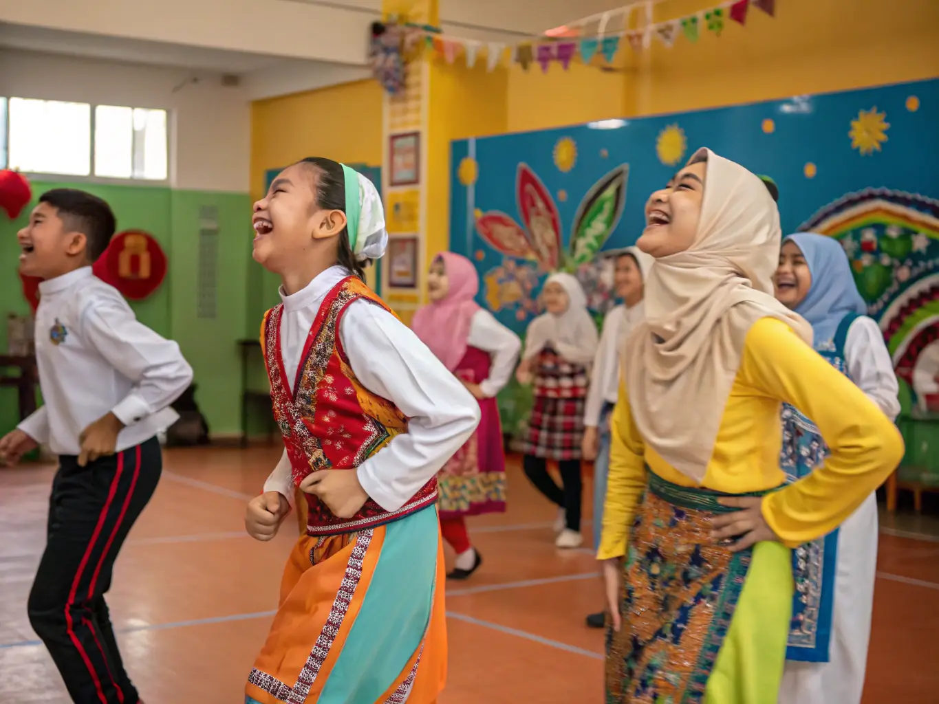 A vibrant photograph capturing a group of people participating in a traditional dance workshop, showcasing the energy and cultural exchange promoted by BAL & ART.